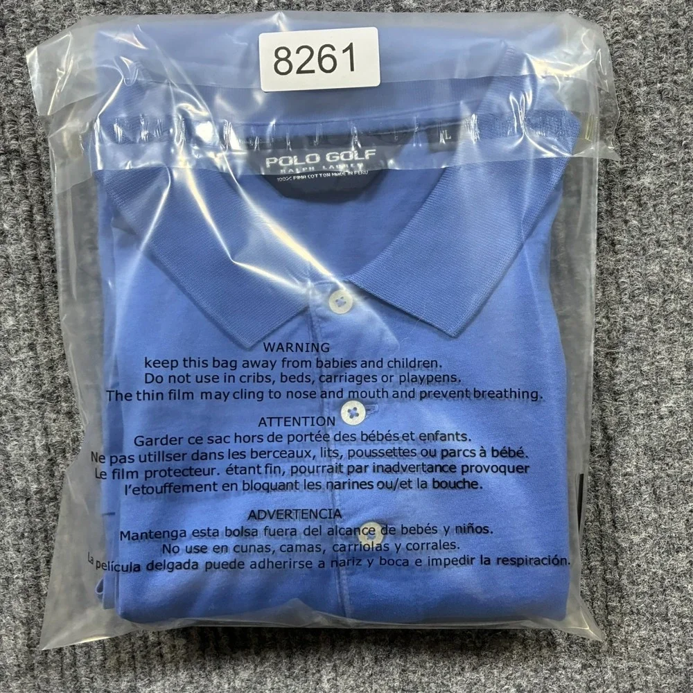 Polo Golf Ralph Lauren Men's Polo Shirt L Blue Pima Cotton High-Low Short Sleeve
